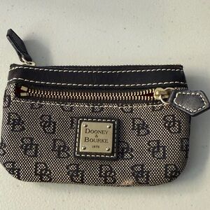 Dooney & Bourke Black and Cream Logo Coin Pouch